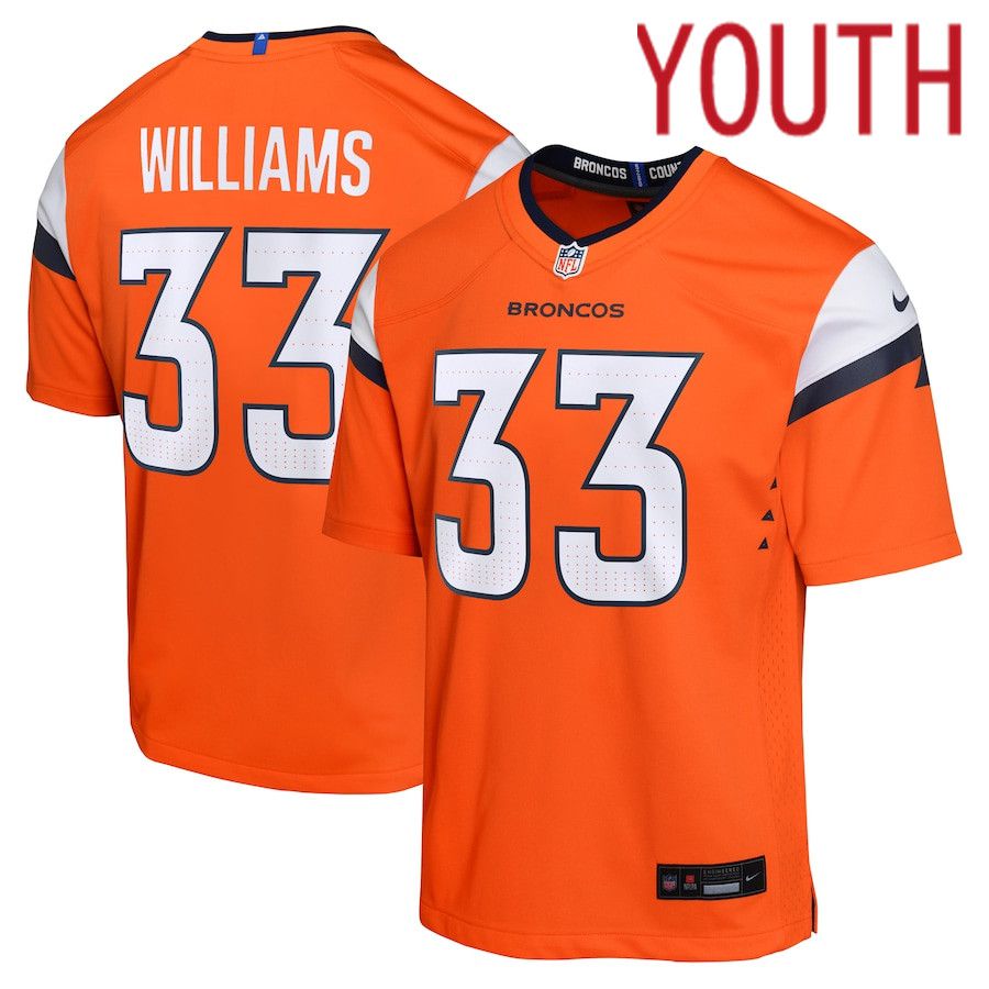 Youth Denver Broncos #33 Javonte Williams Nike Orange Game NFL Jersey->youth nfl jersey->Youth Jersey